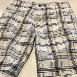 Nautica Men's Plaid Cargo Shorts in Blue and Yellow
